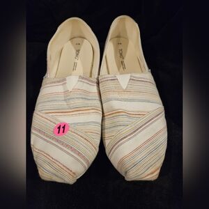TOMS Women's Cream Multicolor Stripe Flats Size 11